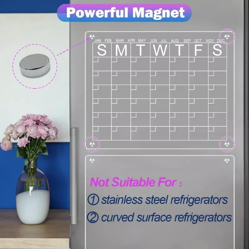 Fridge Magnet Sticker Clear Acrylic Calendar Weekly Planner Magnetic Schedule Reusable Board Fridge Message Menu Gadgets magnetic sticker