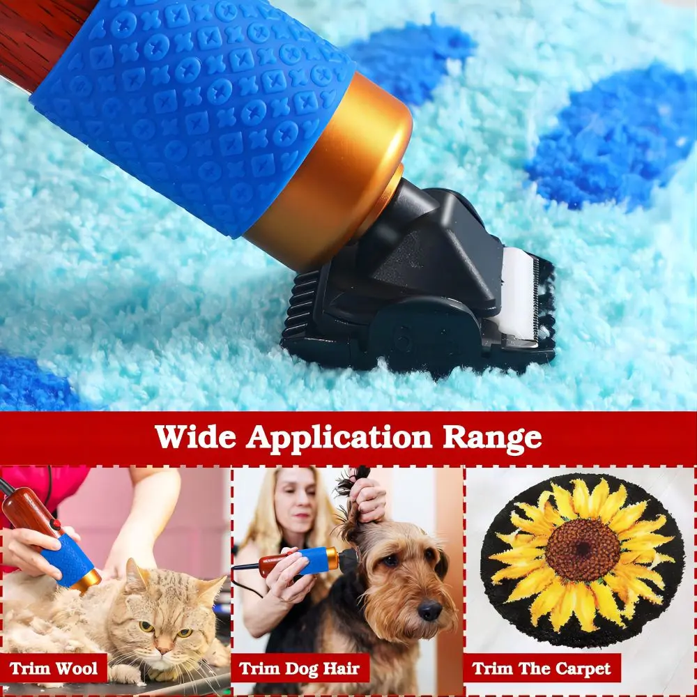 Electric Tufting Carpet Clipper Blade Replaceable Ceramic 5 Levels Adjustable Pet Hair Trimming Tool
