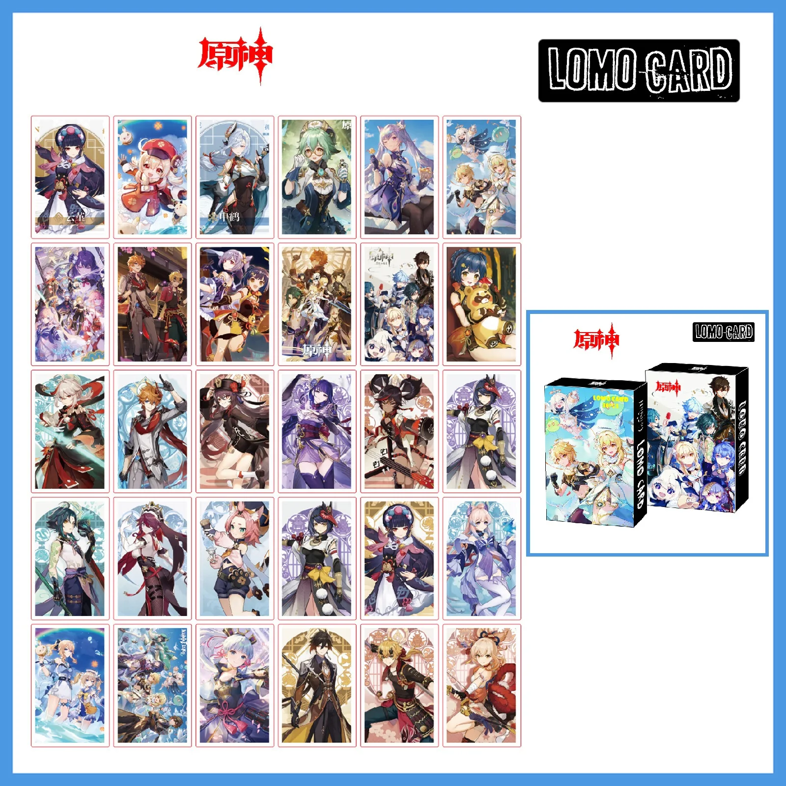 30Pcs/Box Game Genshin Mini Postcard Lomo Cards Photo Card Fans Gift Collection kids Stationery gift kpop photo cards clover postcard