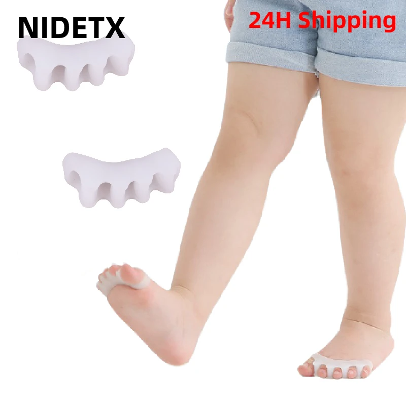 4pcs = 2pairs Child Silicone Gel Foot Finger Toe Separator Thumb Protector Bunion Adjuster Hallux Valgus Pedicure Kid toe separators toe corrector toe spreader finger toe separator toe protectors