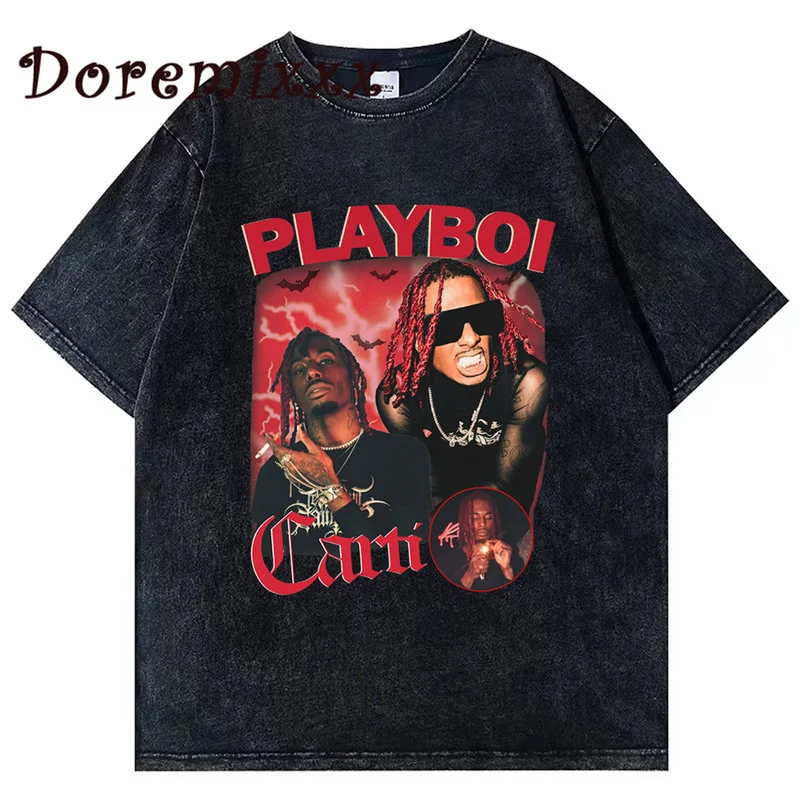

Футболка мужская с надписью Ready To Print Rap, готические потертые футболки, футболка Playboi Carti в стиле хип-хоп, модная Винтажная футболка унисекс с графическим рисунком