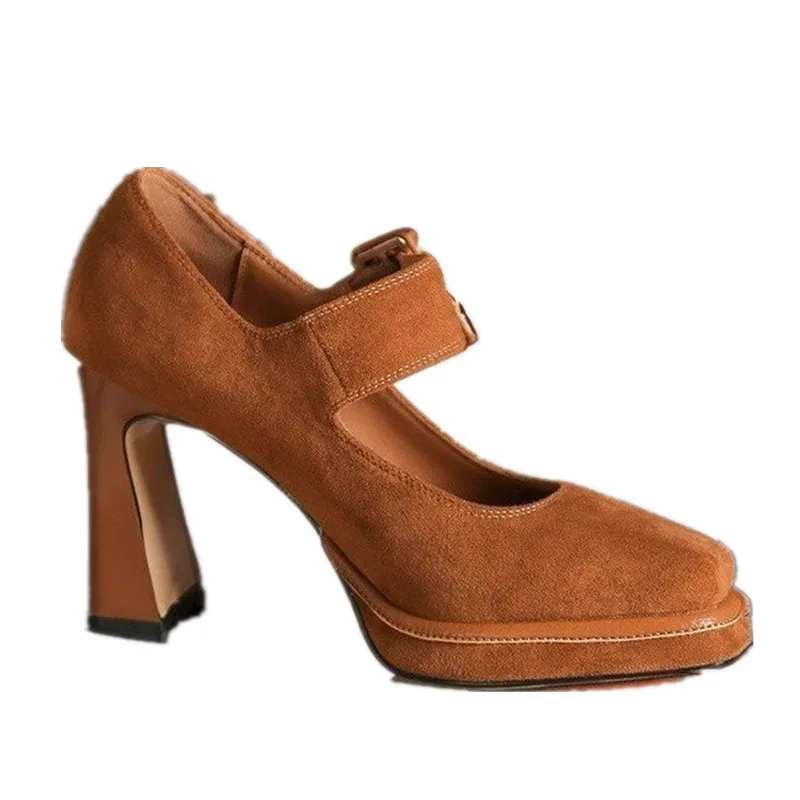 Spring Platform Pumps Shoes for Women High Heels Buckle Strap Shoes Female Party Goth Chunky Heels Shoes Ladies Fashion Casual