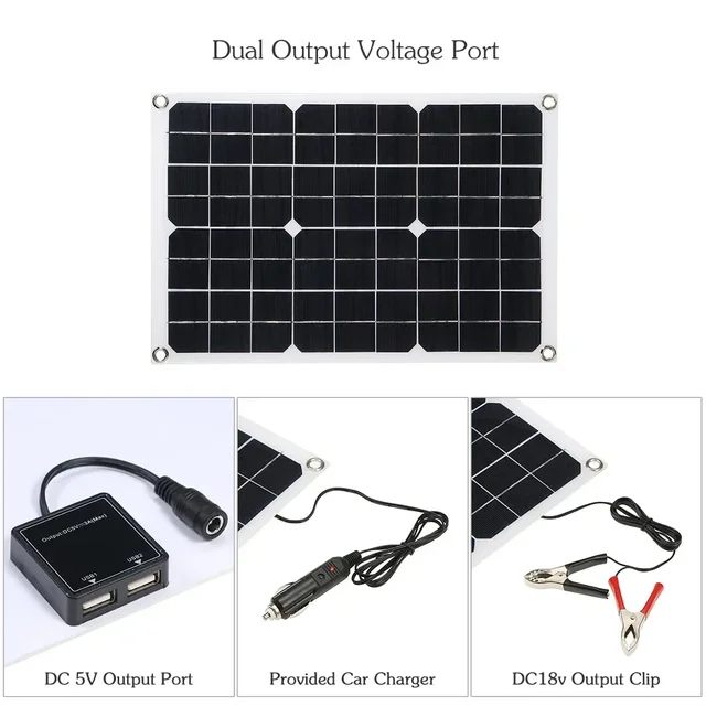 1200W Solar Panel Charger with 100A Controller Dual USB 12V Battery Charging System for Outdoor Camping Car Yacht RV Hiking 5