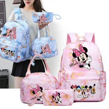 3Pcs/set Mickey Minnie Letter Backpack for Girls Boys Student Teenager Children Rucksack Kids Gift Women Casual School Bag 1