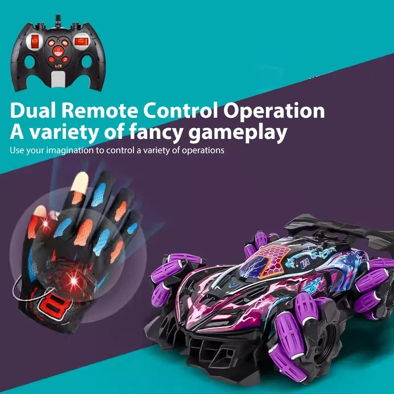 WLtoys F1 Drift RC Car With Led Lights Music 2.4G Glove Gesture Radio Remote Control Spray Stunt Car 4WD Electric Children Toys 3