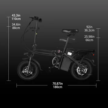 400W dual disc brake adult foldable electric bicycle with seat and basket 14 inches 48V 10.4Ah 22 mile range 20MPH 3