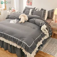 Europe Bed Linen Smooth Twin Full Queen King Size Bed Sheet Home Decor 1PC Bed Skirts Princess Style Bedspread Cover with Skirt 1