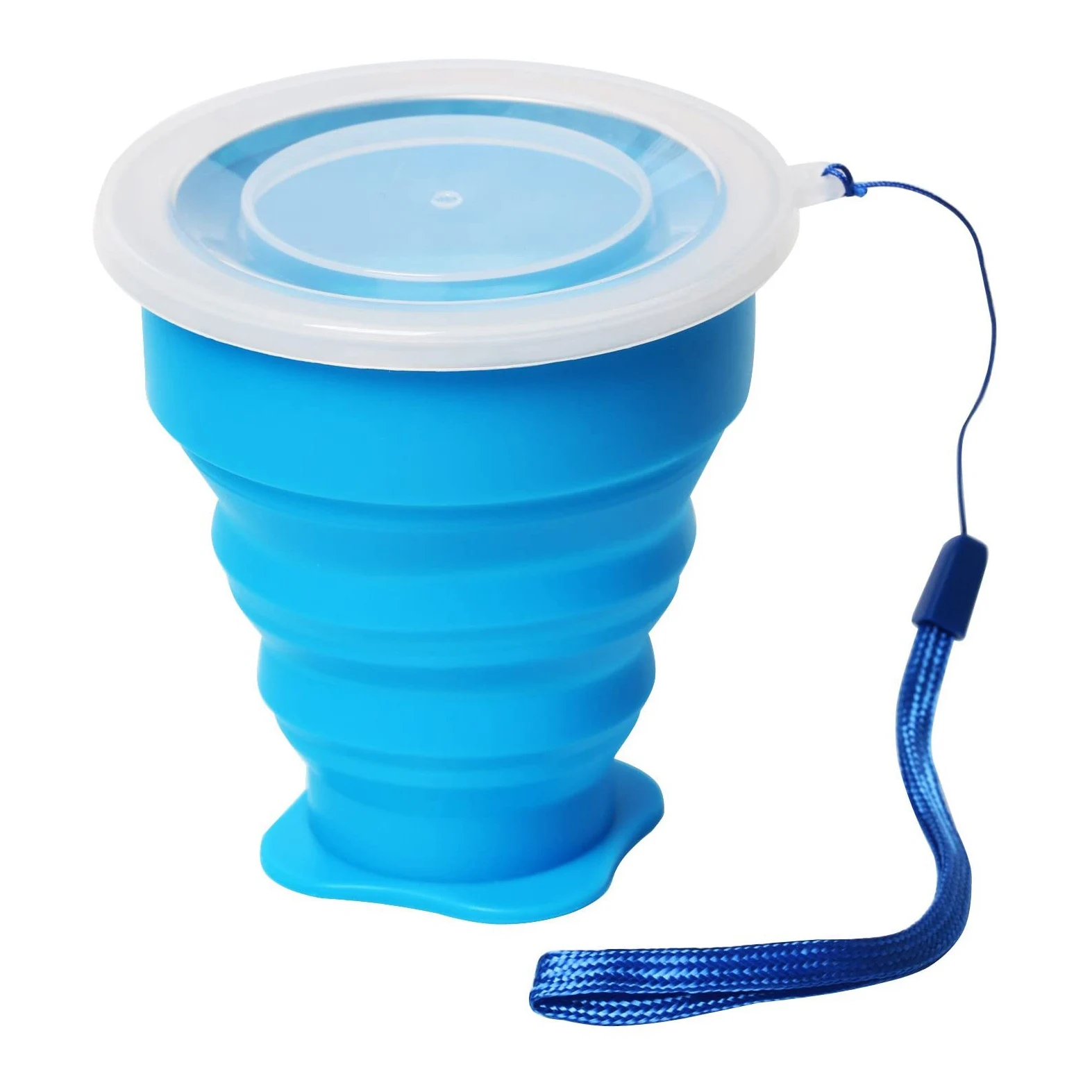 

Foldable Travel Tumbler with Blue Silicone Lid for Festivals Events