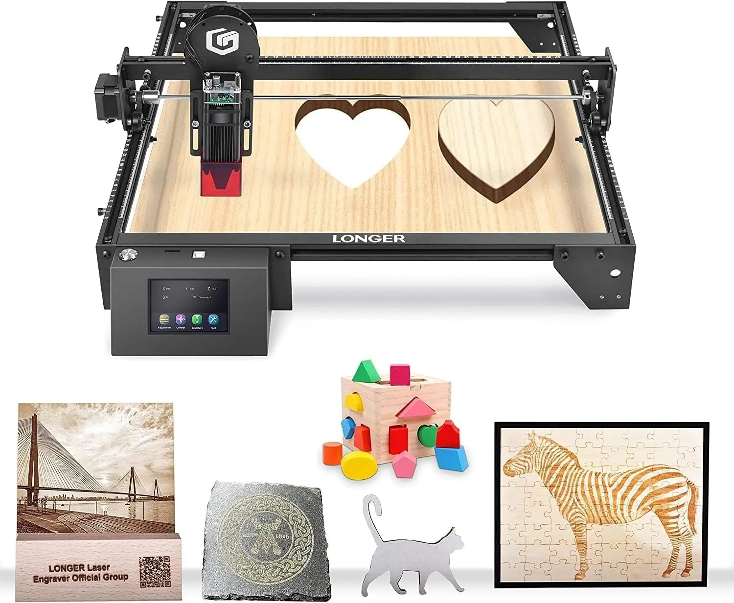 Longer Ray5 Laser Engraver, 10W Laser Cutter, 0.06 * 0.06 mm Precision Laser Engraver for Acrylic, Wood, and Metal with Emergenc