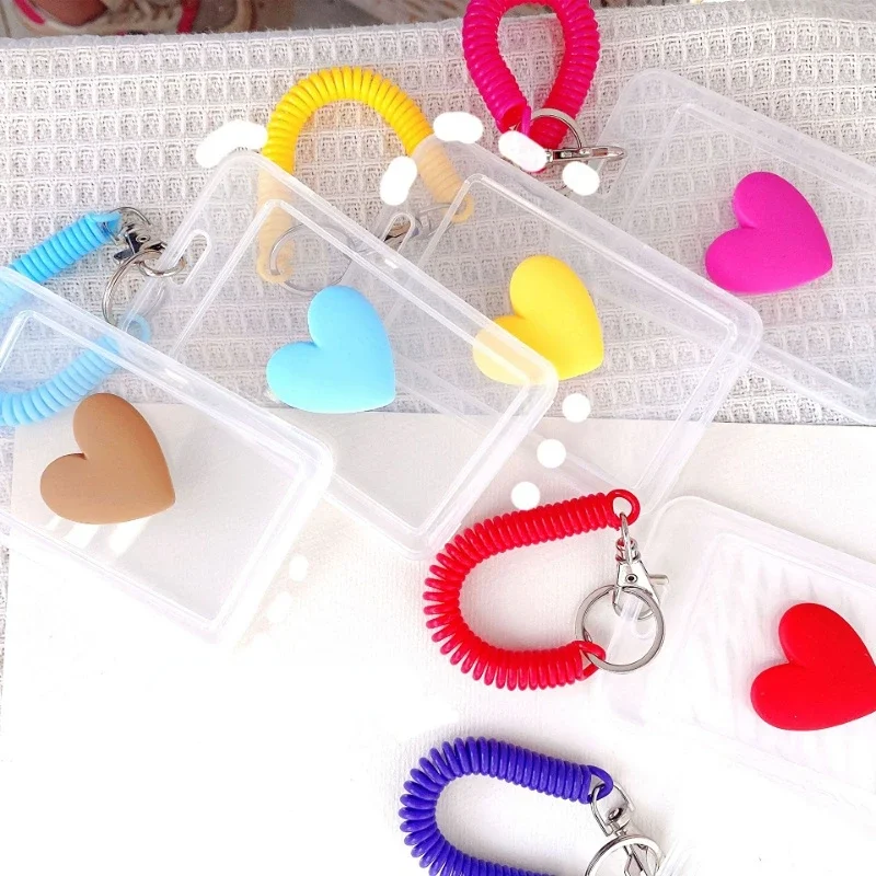 

1pcs Transparent Student Bus Work ID Card Waterproof Protective Cover with Keychain Women Credit Cards Bank ID Card Holders Case