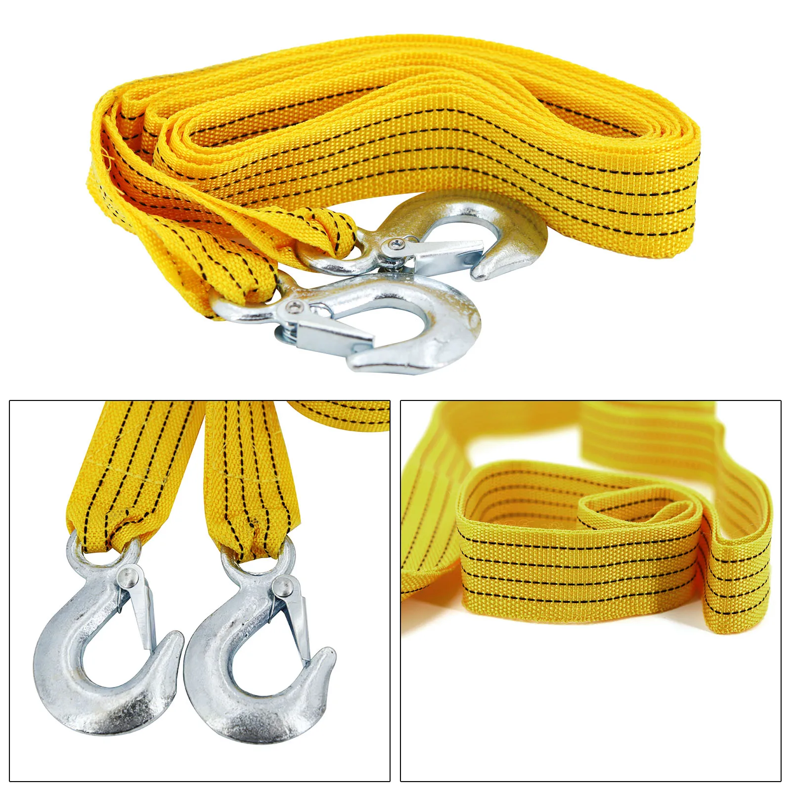 4M Heavy Duty 3 Ton Car Tow Cable Towing Pull Rope Strap Hooks for Audi Benz BMW Ford Van Road Recovery rescue tool Accessories
