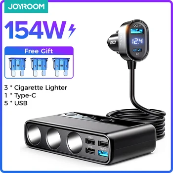 Car Charger Adapter  9 in 1 PD 3 Socket Cigarette Lighter Splitter