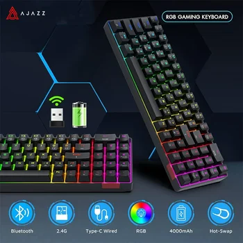 AJAZZ AK692 Gaming Mechanical Keyboard RGB 68 Keys Hot Swap Custom Keyboard Bluetooth Wireless Keyboards for PC Laptop Computer 1