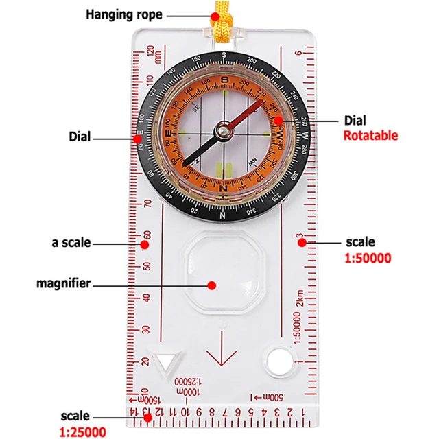 Brújula magnética multifuncional para niños, brújula táctica resistente al  agua, multifuncional, para exteriores - AliExpress