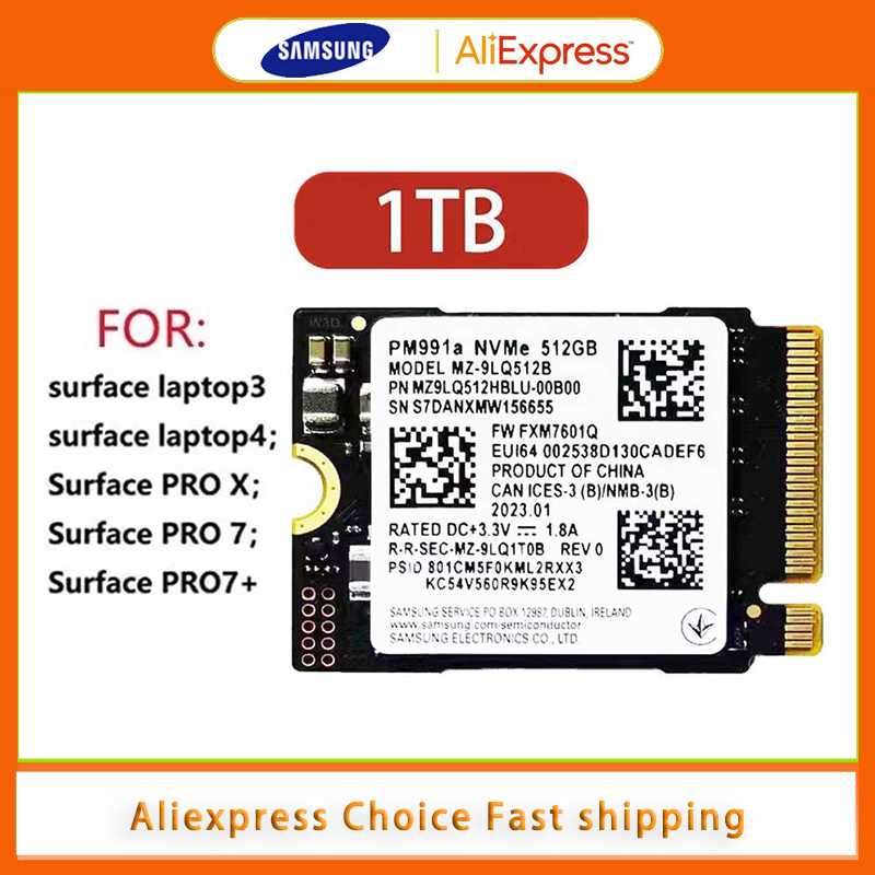 Samsung PM991a 1TB SSD M.2 2230 Internal Solid State Drive PCIe PCIe 3.0x4 NVME SSD For Microsoft Surface Pro 7+ Steam Deck