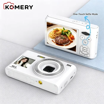 Fotocamera Digitale Portatile a Doppio Schermo per Selfie, 5K 80MP, Filtri di Bellezza, Qualità Immagine HD, Fotocamera per Fotografi, Wi-Fi Integrato