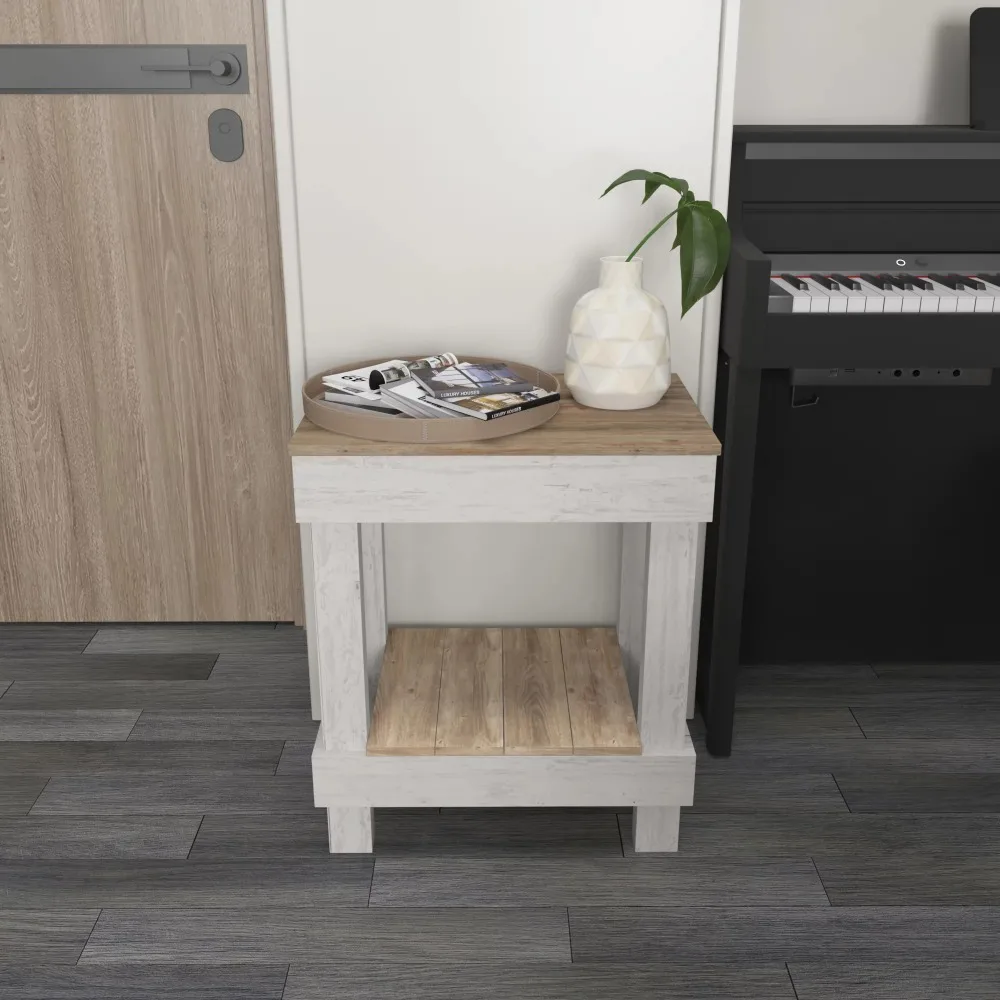 

Reclaimed Wood Slim End Table, Natural/White
