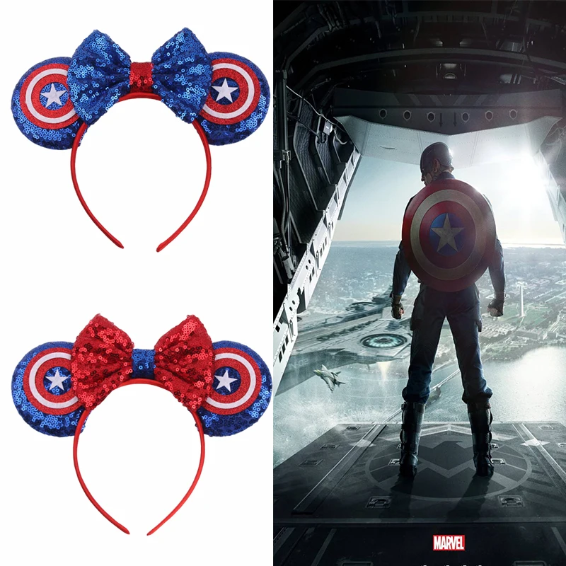 Marvel The Avengers Ears Head Bands Girls Cartoon Haribands Kids Fall Winter Bow Hair Accessories Women Captain America Headwear