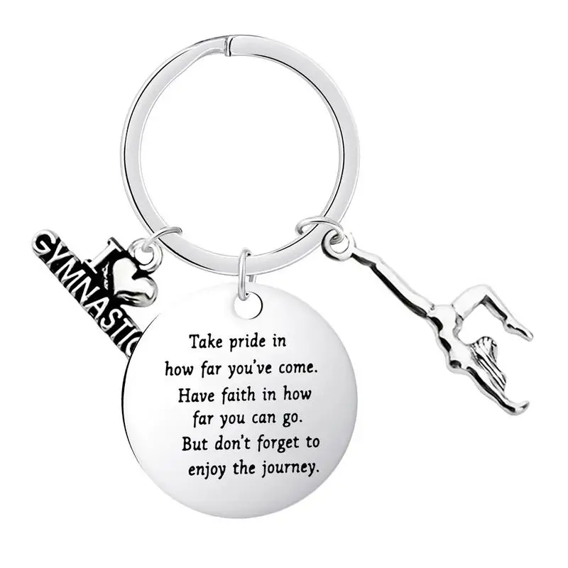 Gymnastics Keychain Stainless Steel Bag Pendant Gymnastics Backpack Keychain for Gymnast Accessories for Girls