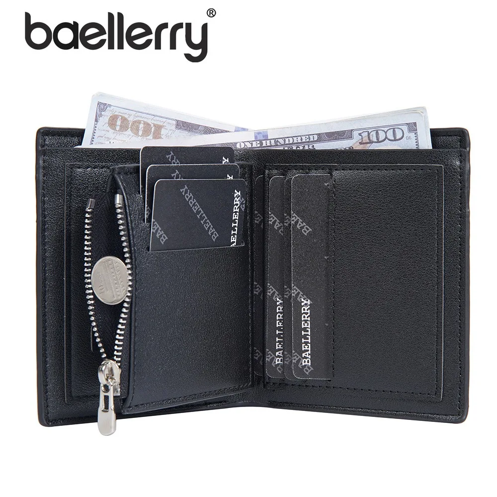 Baellerry RFId Shielded Wallet for Men, PU Leather Multi Card Holder with Zipper Closure, 12 Slots Slim Design