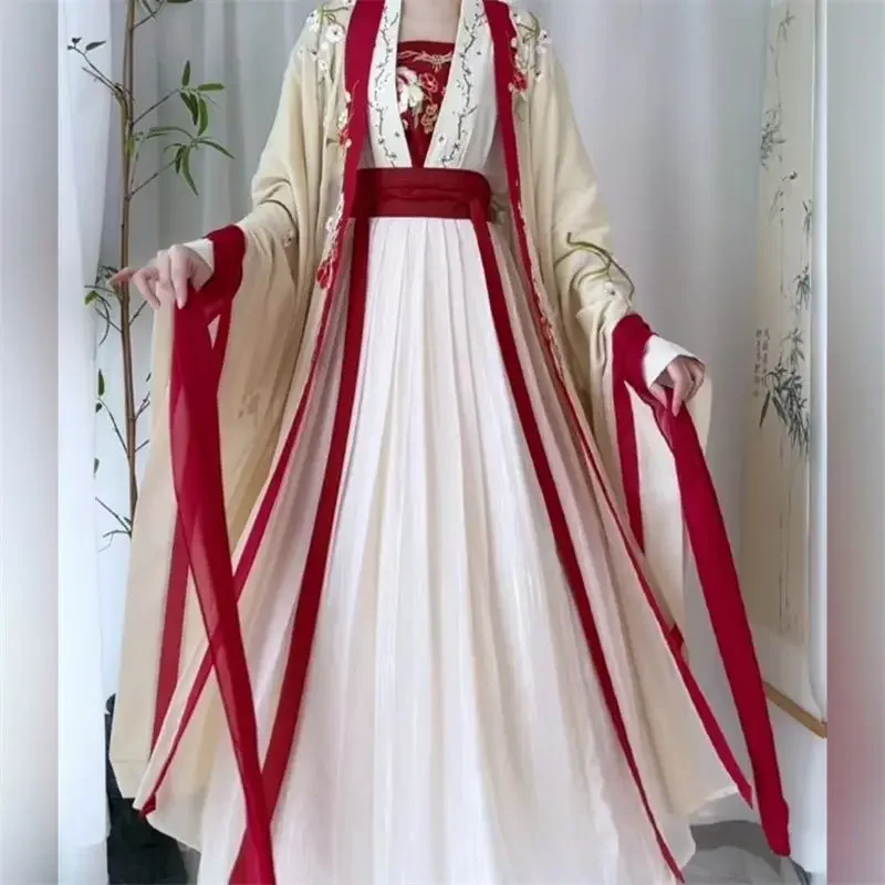 

Chinese Hanfu Dress Women Carnival Cosplay Costume Party Outfit Ancient Song Dynasty Traditional Embroidery Red Hanfu Dress