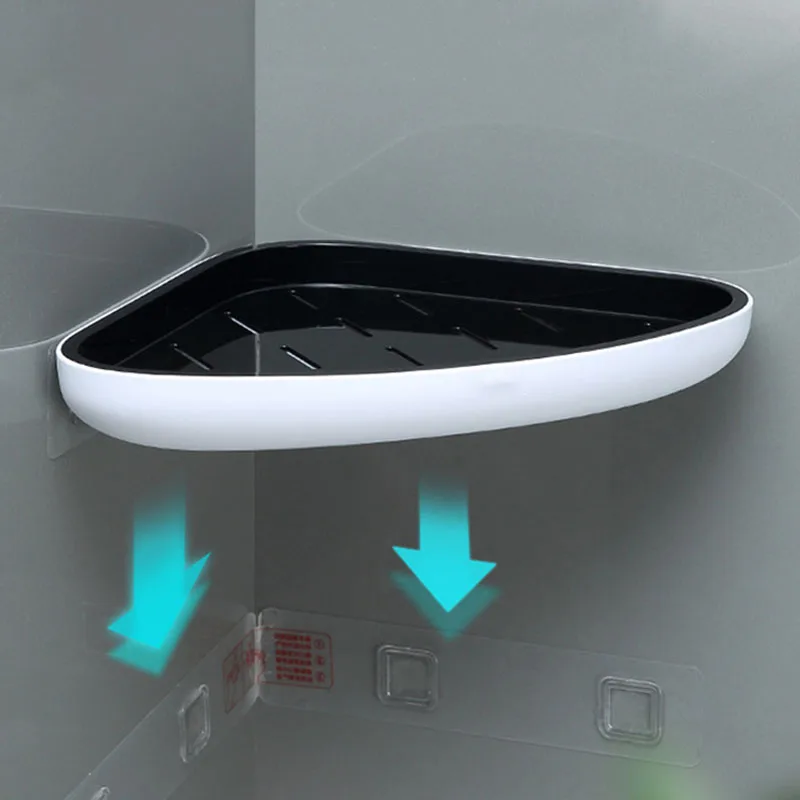 Bathroom Shelving 1 Piece No-Punch Corner Shelving Cosmetics Shampoo Corner Wall Mounted Kitchen Storage Shelf