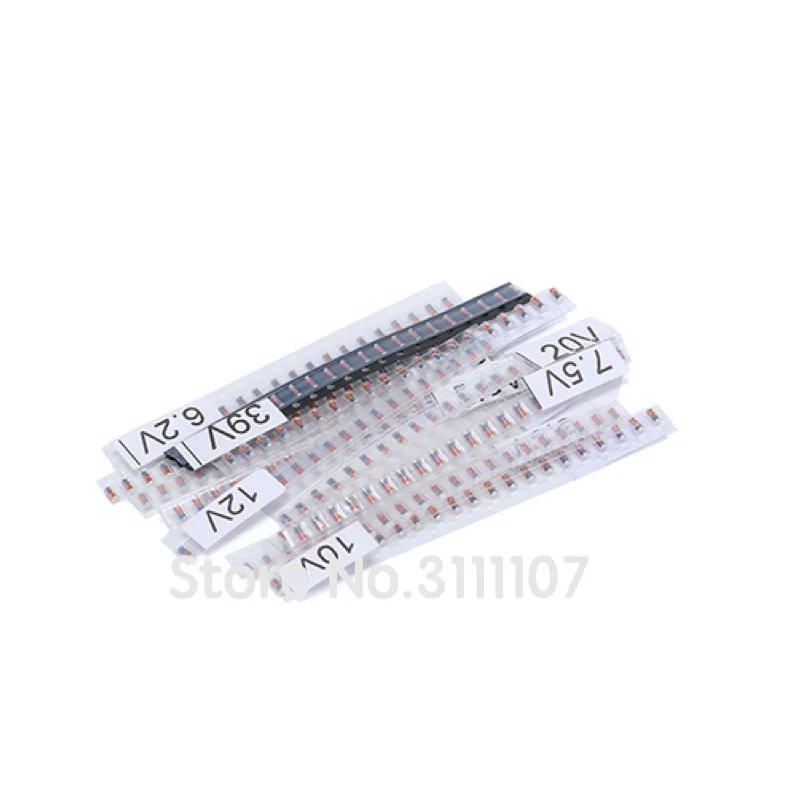 

280pcs ZMM SMD Regulator Zener Diode Package 3V-39V LL34 1206 3V 3V3 3V6 4V7 5V1 5V6 6V2 7V5 10V 12V 15V 20V 24V 39V 14 Kinds*20