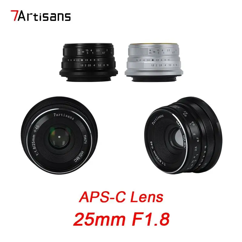 7 Artigiani 25Mm F1.8 Aps-C Messa A Fuoco Manuale Obiettivo Principale Per M4/3 Mount Canon Ef-M Eosm Fuji X Sony E Mount