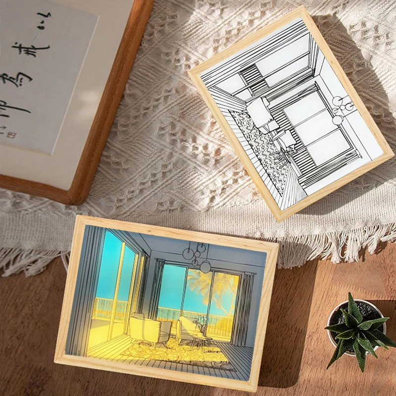 

Ins Creative Light Painting Art Night Light USB 3 Color Dimmable Desktop Decorative Lamp for Friend Birthday Holiday Gifts