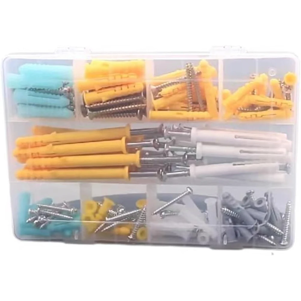 Drywall Anchor Kit Drywall Anchor Hollow Wall Anchor Set Plastic Wall Anchor 100 plastic wall anchors and 100 screws 10 sizes of carbon steel screws wall plug bolt combination kit plug anchor set