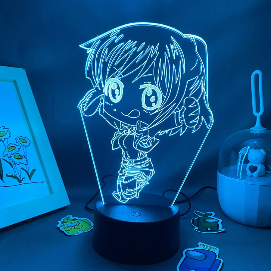 

3D светодиодная неоновая Лавовая Лампа в стиле аниме, подарок для друга, украшение для детской спальни, ночник манга, атака на титанов, Саша, Браус