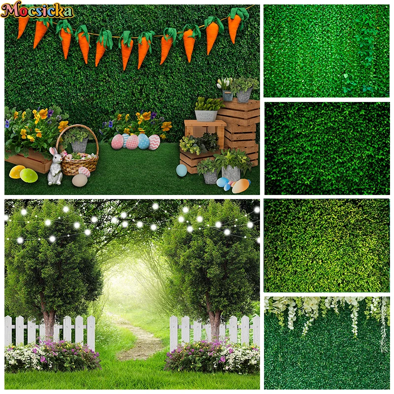 사진 촬영용 녹색 잎 벽 배경, 천연 잔디 식물, 부활절 용수철 배경, 결혼식 생일 장식,  사진 스튜디오