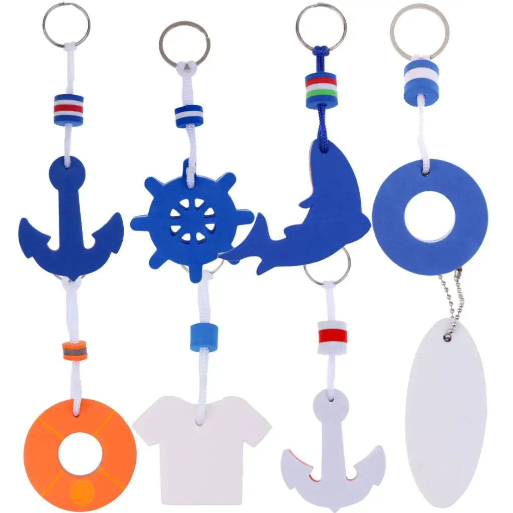 Boating-Sea-Fishing-Water-Floating-Keychain-Key-Ring-Anchor-Shape-Blue ...