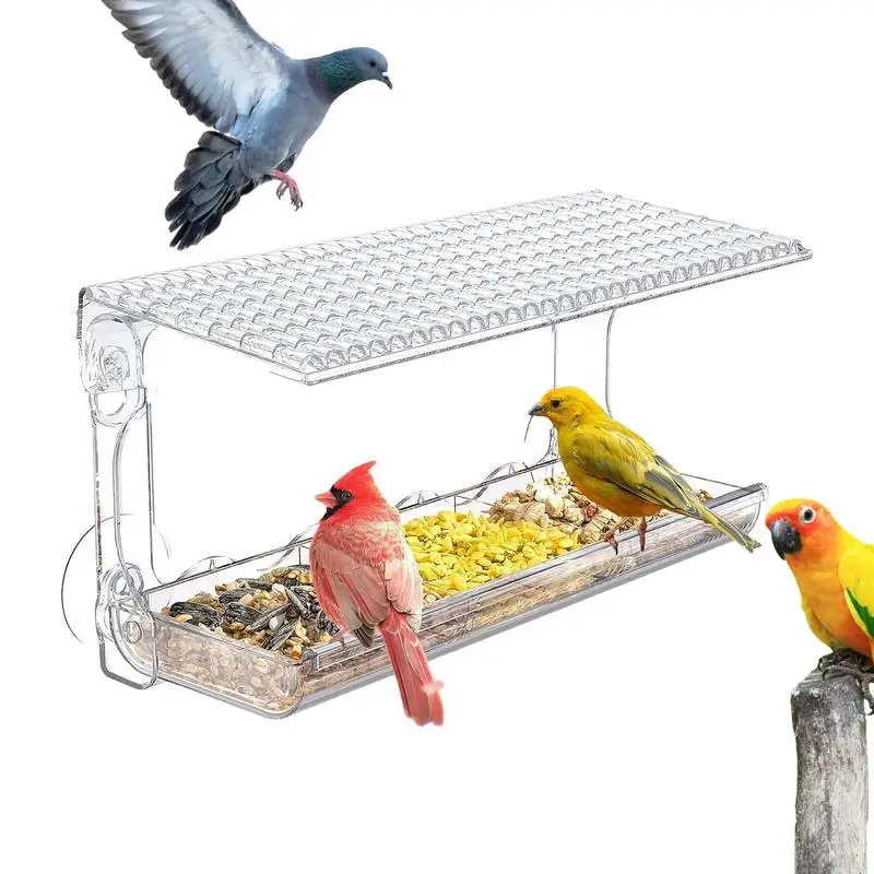 

Window Bird Feeder Transparent Bird Feeder Mounted Outdoor Bird House Feeder Strong Wild Bird Watching Feeder With Roof cover