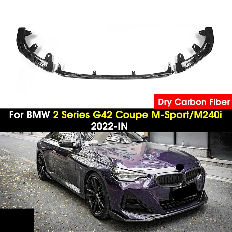 

Dry Carbon Fiber Car Front Bumper Spoiler Lip Splitter Body Kit Diffuser Lip For BMW 2 Series G42 M235i M240i Coupe 2022-IN