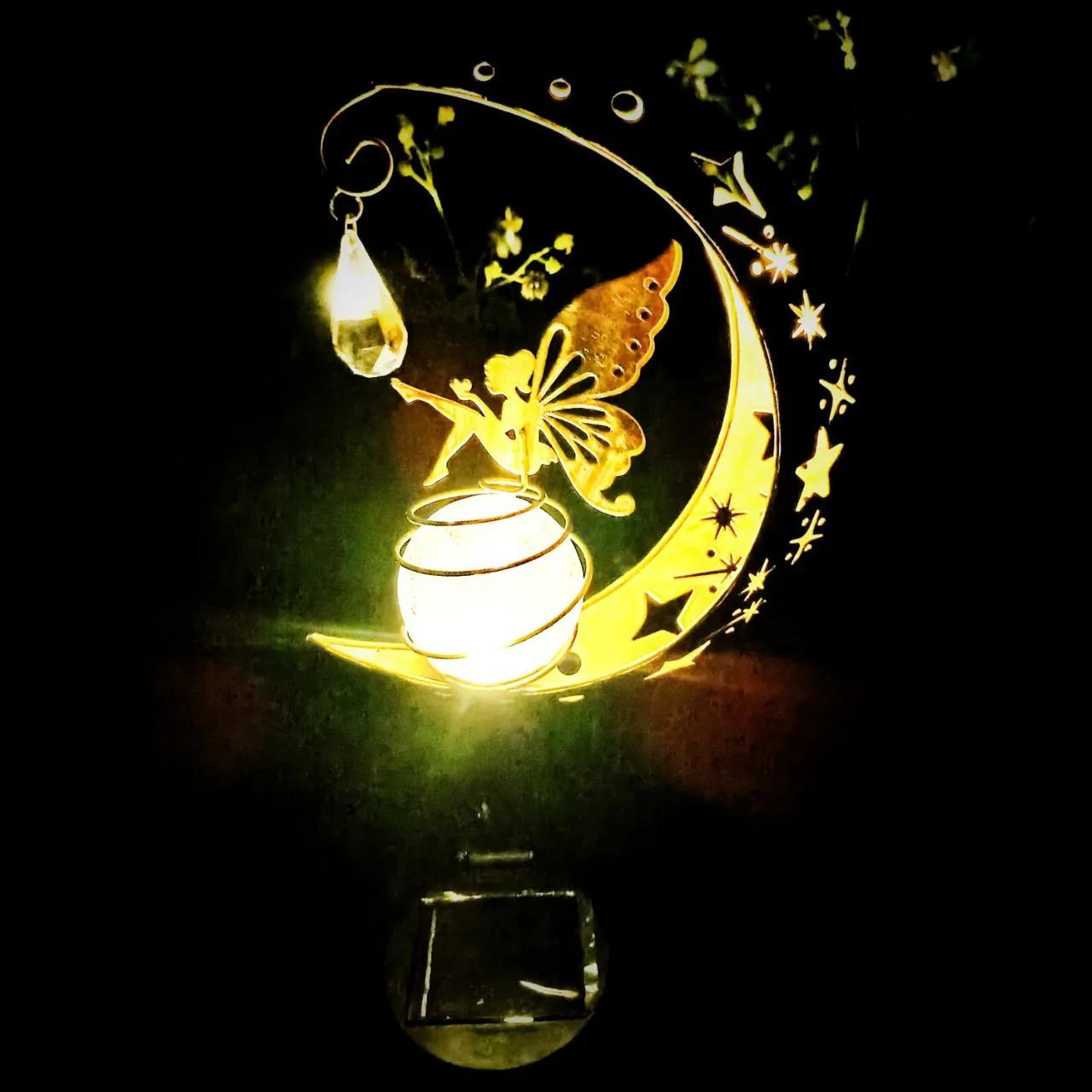 Animal FairyMoonSolarLight fo LawnOutdoor Ornament, Creative Decorative Iron Hollow Crack Ball Lamp, Angle Art Led Sunlight, New