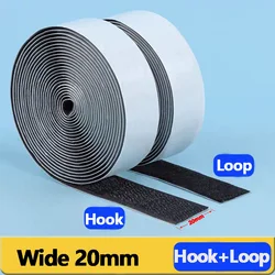 Heavy Duty Self - Adhesive Hook & Loop Fastener Tape - 3 Meter (Black 20mm)
