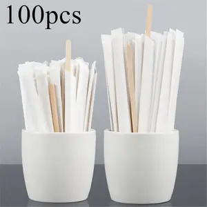 Lote de 100 unidades de palitos de plástico de madera para agitar café, palitos  desechables para bebidas calientes, palitos para revolver leche, barra para  cafetería - AliExpress