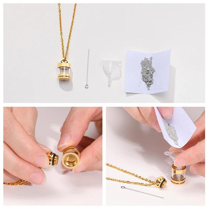 13 Styles Stainless Steel Glass Bottle Tube Keepsake Pendant Vial Necklace Memorial Cylinder Pet Ash Urn Cremation Jewelry