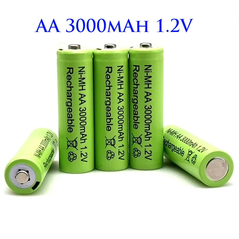 Batterie Aa 1.2 V 3000Mah Ni-Mh 1.2 V Batteria Ricaricabile Verde Lampada Solare Da Giardino Torcia A Led Torcia A Lanterna