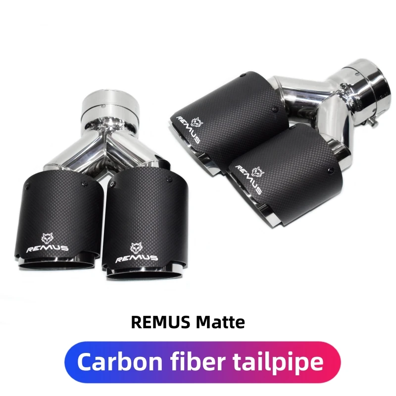REMUS 탄소 섬유 쿼드 테일 파이프 배기 파이프 개조, 광택 매트 머플러 팁 배기 헤드에 적합