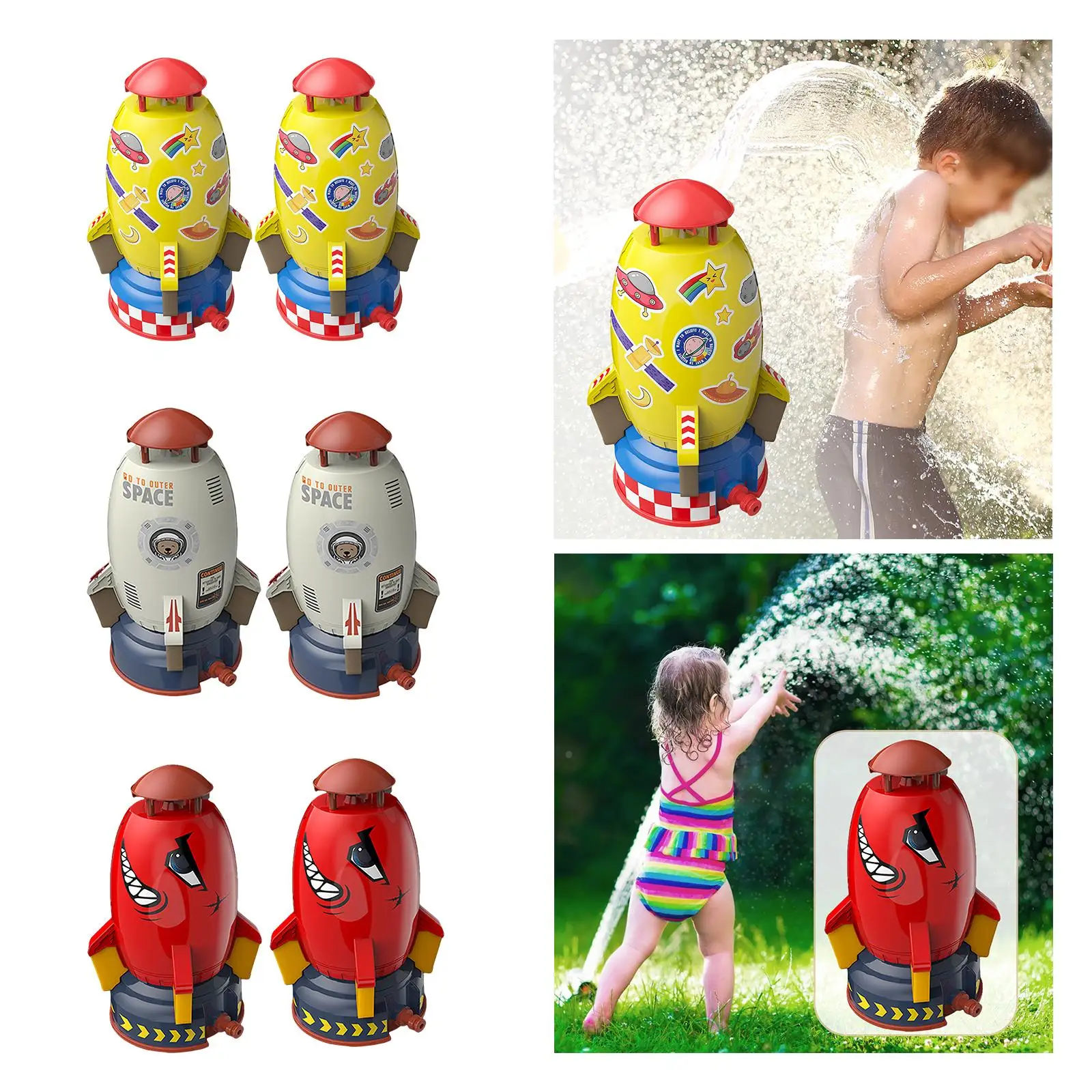 

Bathtub game toy rocket Shaped with Rotating Fountain Rotating Yard Baby Bath Toy Water Spray Toy for Children