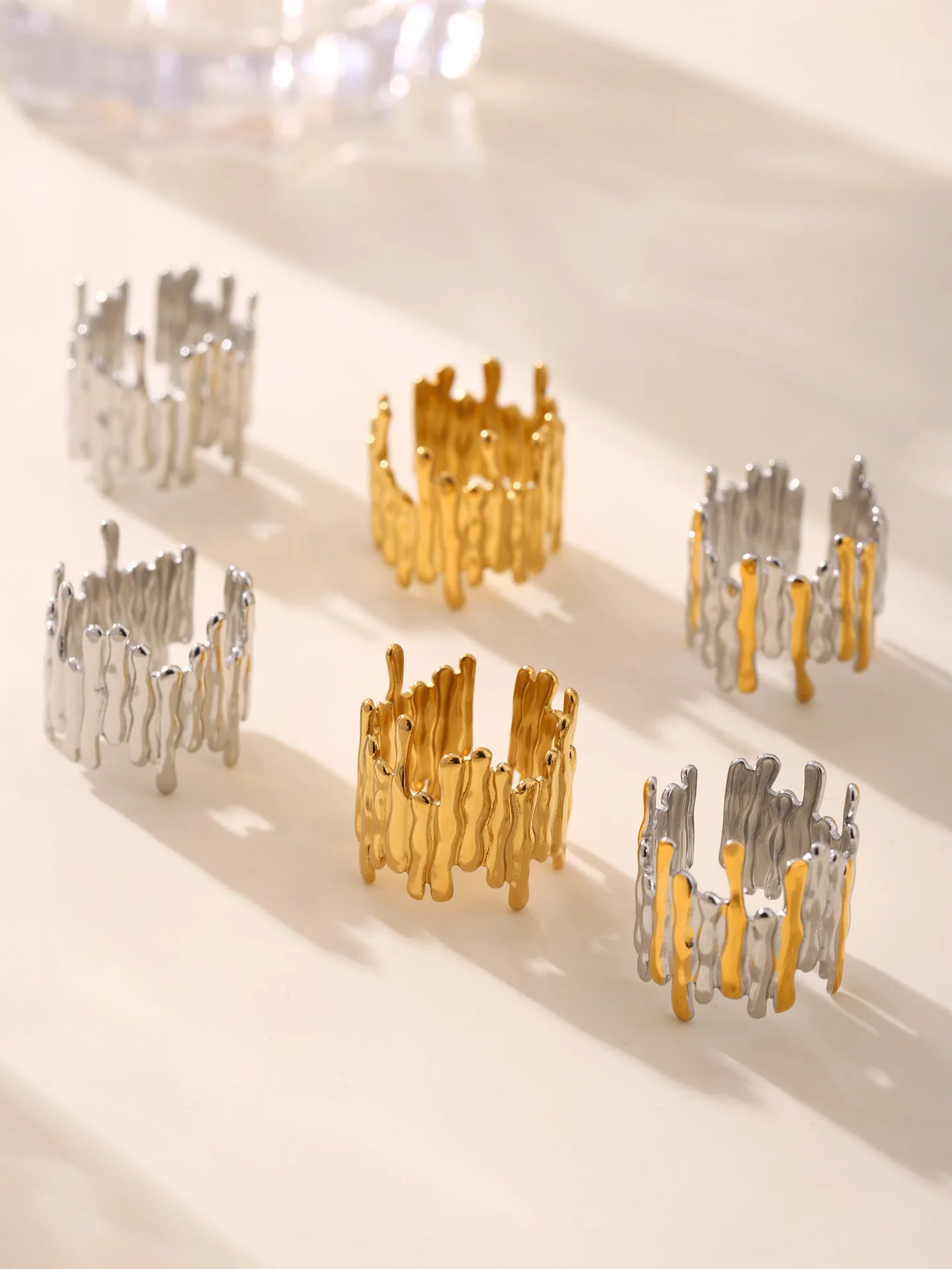Mode Gold Farbe Silber Offenen Ring frauen 316 Edelstahl Vergoldet Personalisierte Ring Paar Wasserdicht Schmuck Geschenk – Detail 9