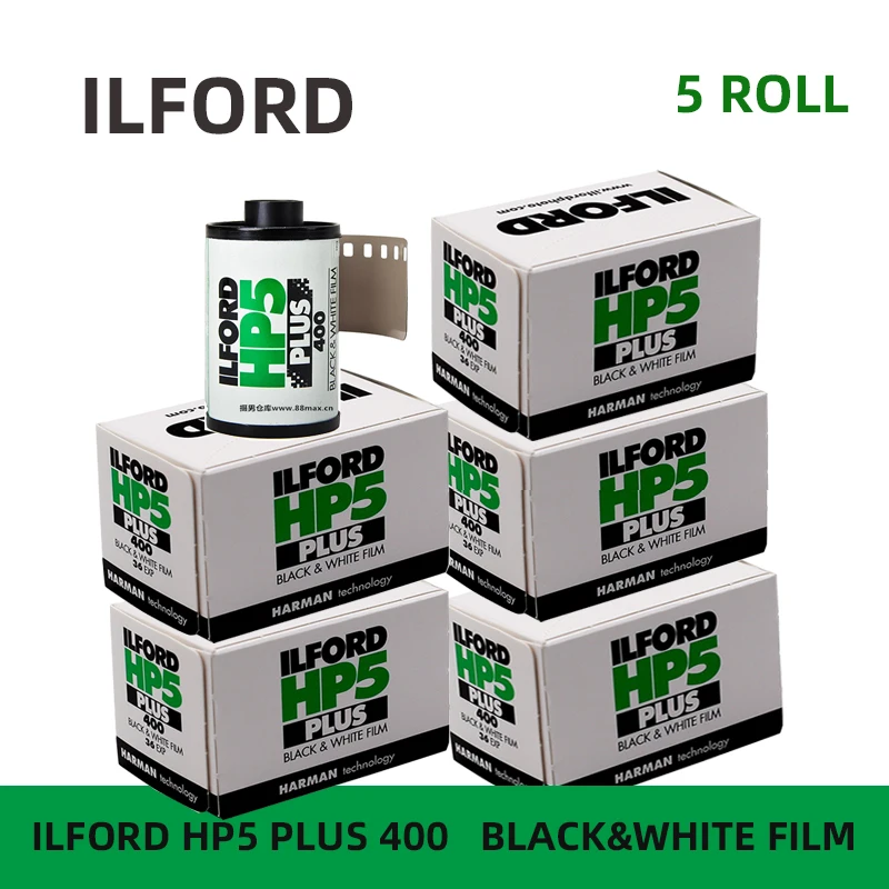 ILFORD-película fotográfica HP5 400 PLUS, en blanco y negro, 135, Reino Unido, medios imprimibles originales, 1-5 rollos