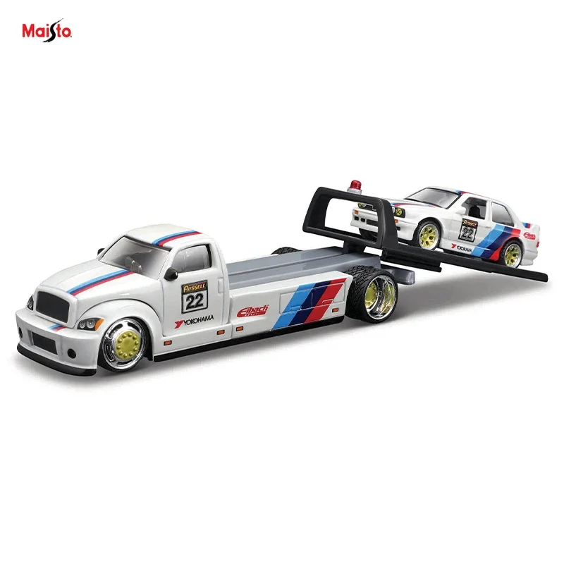 Maisto 1:64 Flatbed/1988 Bmw M3 E30 1965 Ford Mustang Elite Transport Pressofusione Modello Di Auto Collezione Regalo Giocattolo