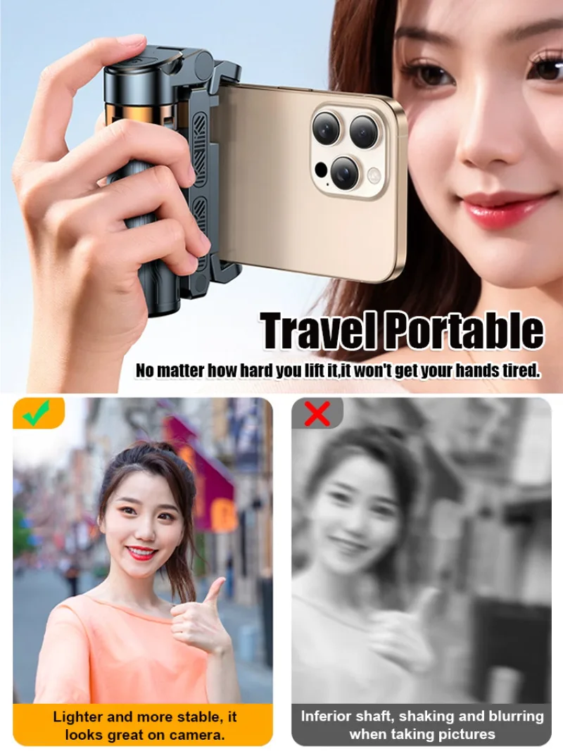 Selfie Stick Quadruped 360 Degree Rotating Mini Selfie Stick Travel Portable Bluetooth Selfie Stick Tripod Anti-Shake Bracket Foldable Vlog