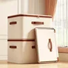 1pcs Cotton Linen Storage Box with Lid Clothes Toys Organizer for Home Bedroom Durable Fabric Storage Container 1