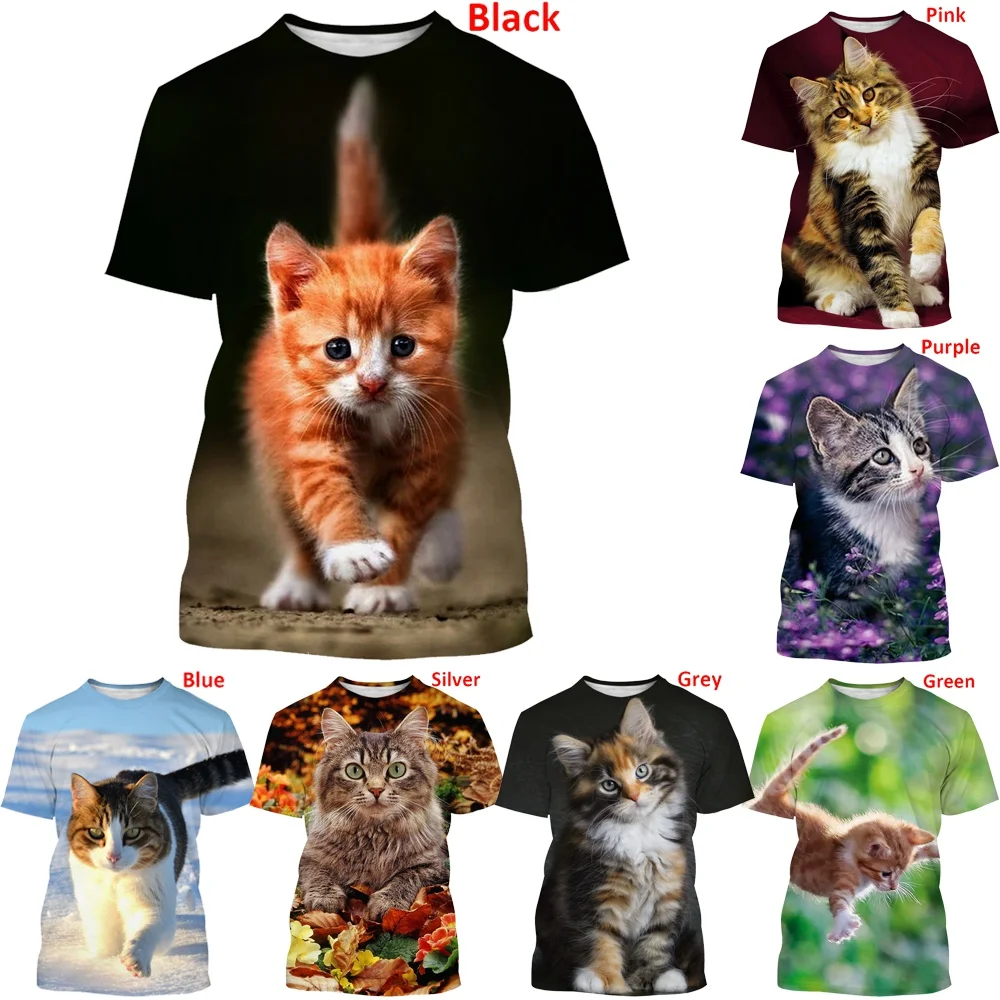 

Fashion Design New 3D T-shirt Animal Cat Printed Cool T-shirt Hip Hop Rock Personality Creative Tops