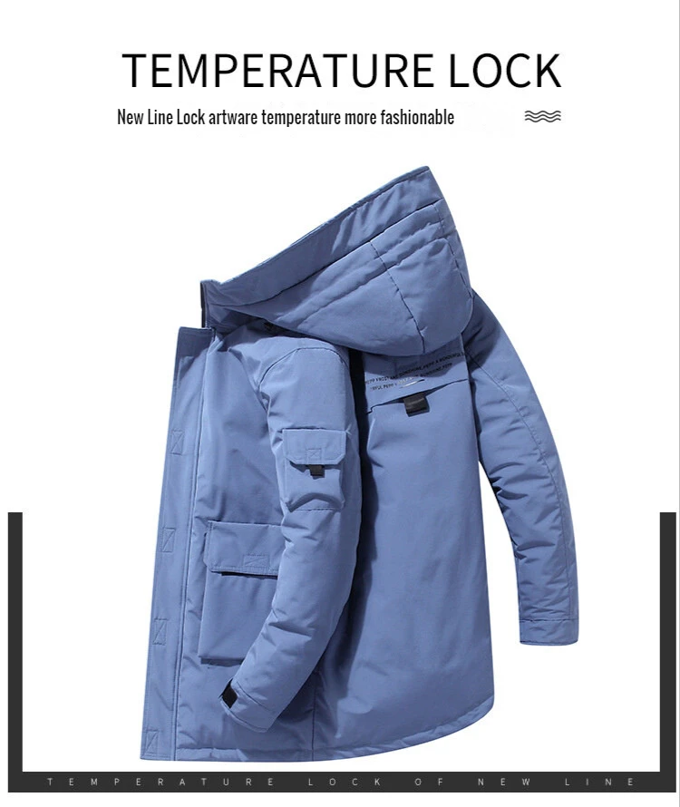 Men's Winter Jackets Duck Warm Hooded Long Autumn Uellow