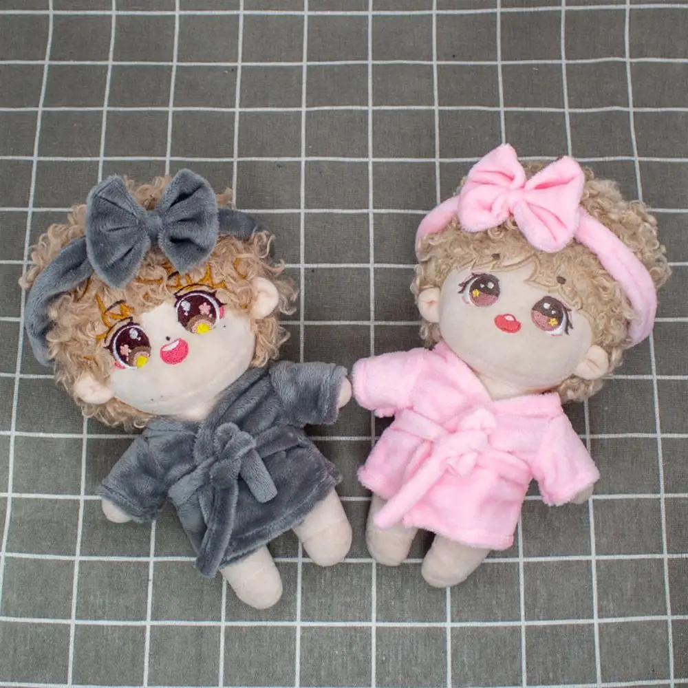 New Cute 10cm Cotton Doll Velvet Pajamas Clothes with Headband for 1/12 BJD Doll Sleep Clothes Bathrobe Accessories 2